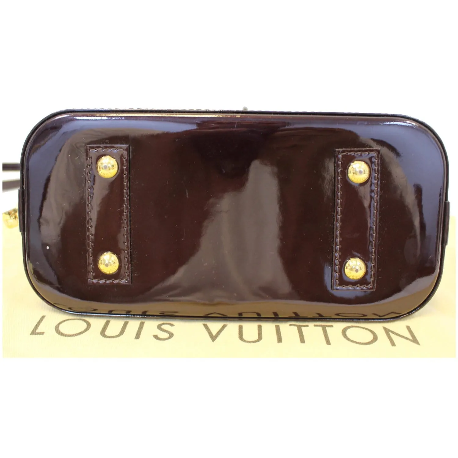 LOUIS VUITTON Alma BB Vernis Leather Satchel Crossbody Bag Amarante