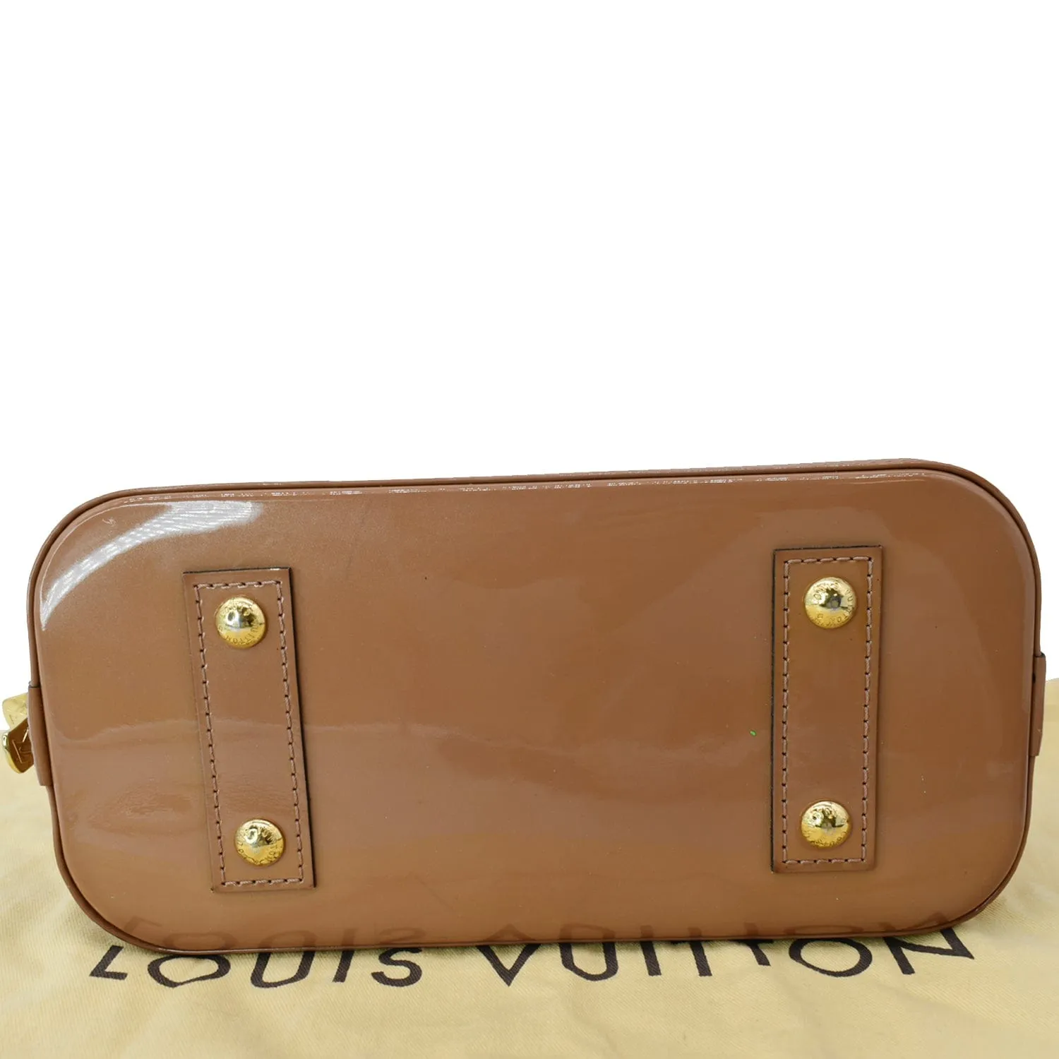 LOUIS VUITTON Alma BB Vernis Leather Satchel Crossbody Bag Tan