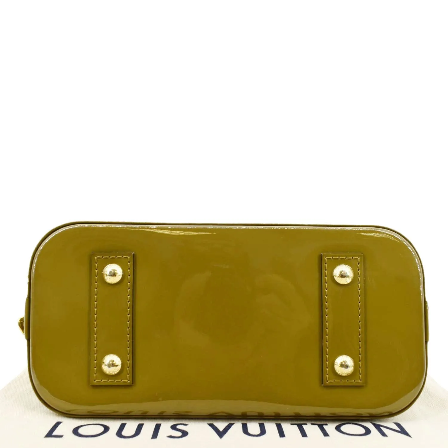 LOUIS VUITTON Alma BB Vernis Leather Satchel Crossbody Bag Vert Olive