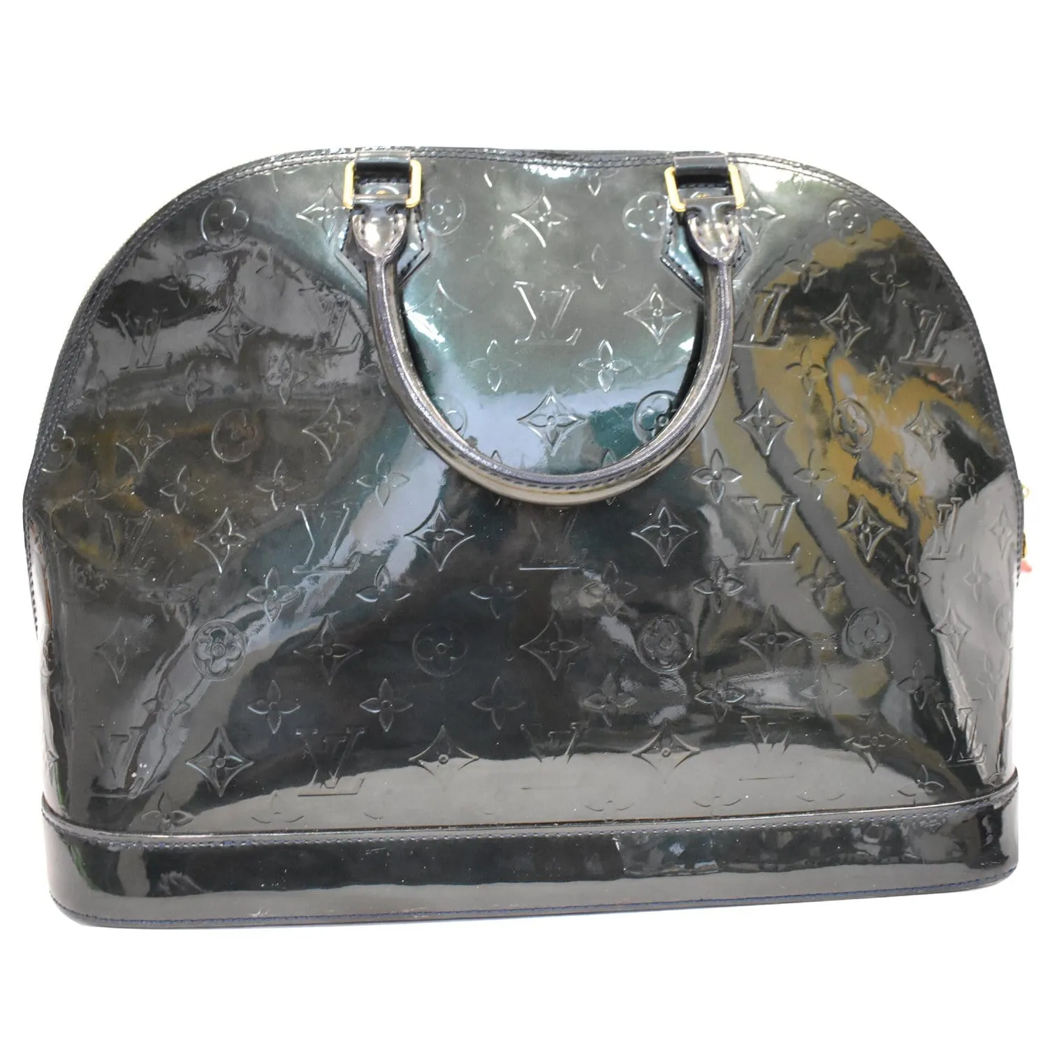 LOUIS VUITTON Alma Large GM Vernis Monogram Leather Satchel Bag Dark Green