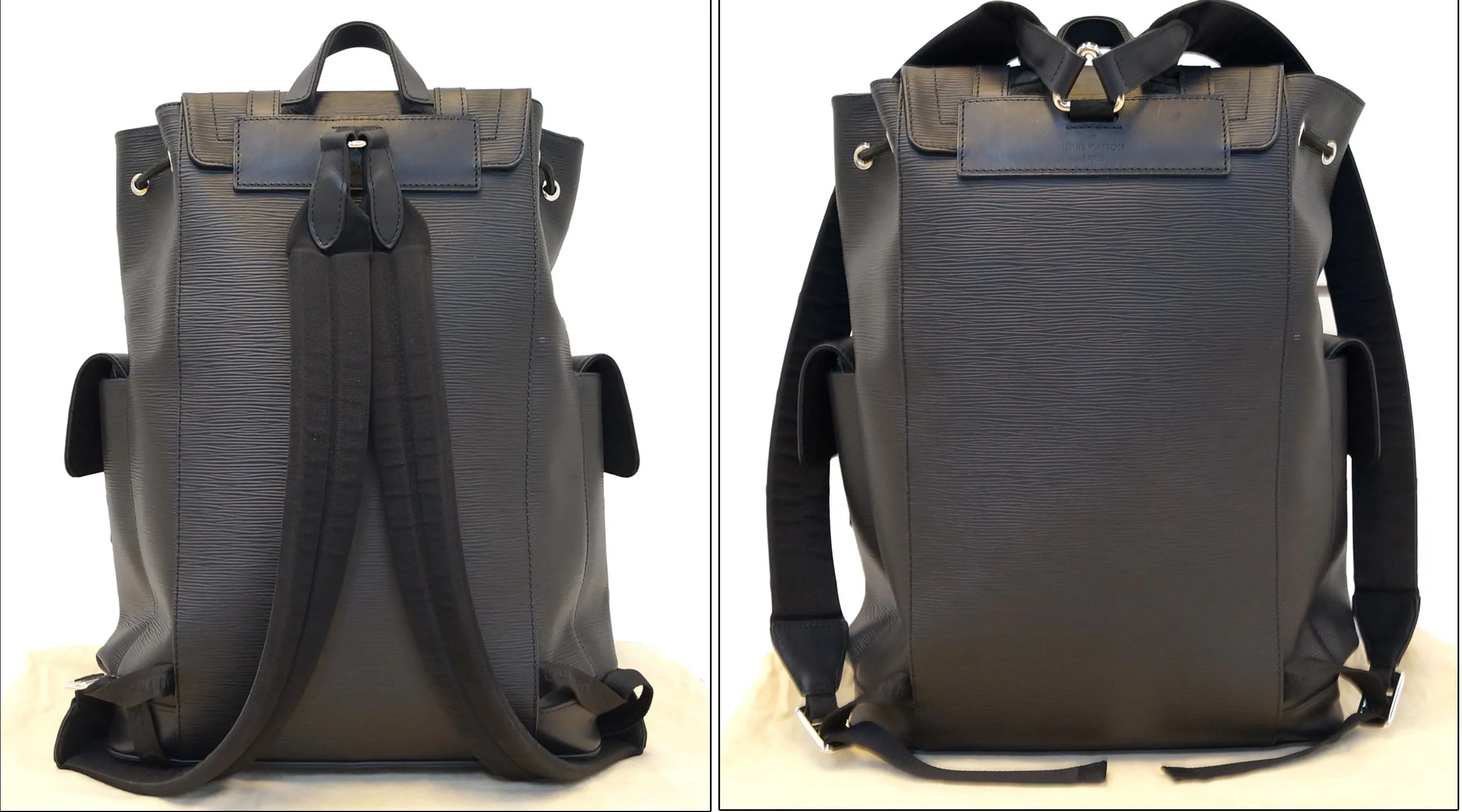 LOUIS VUITTON Black Epi Leather X Supreme Christopher Backpack Bag