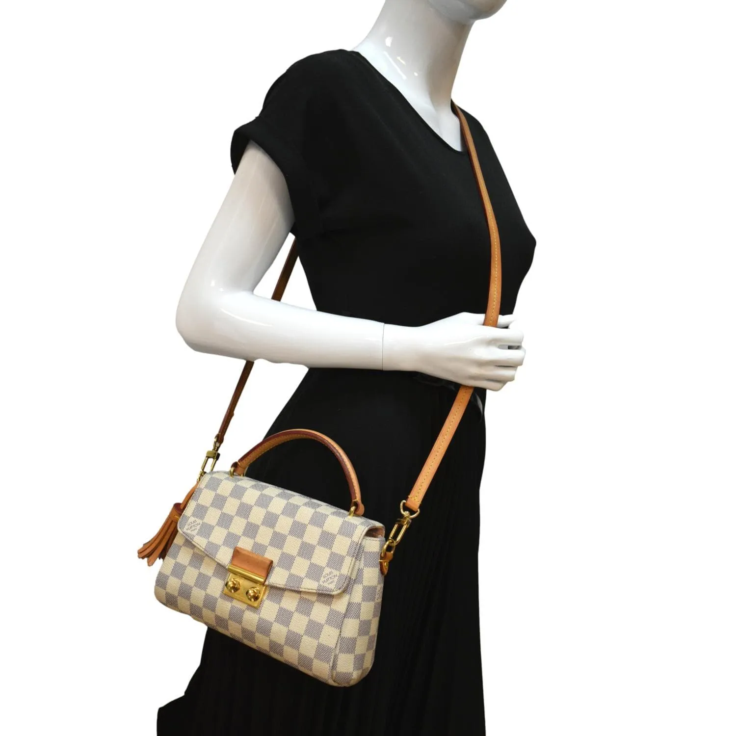 LOUIS VUITTON Croisette Damier Azur Satchel Crossbody Bag White