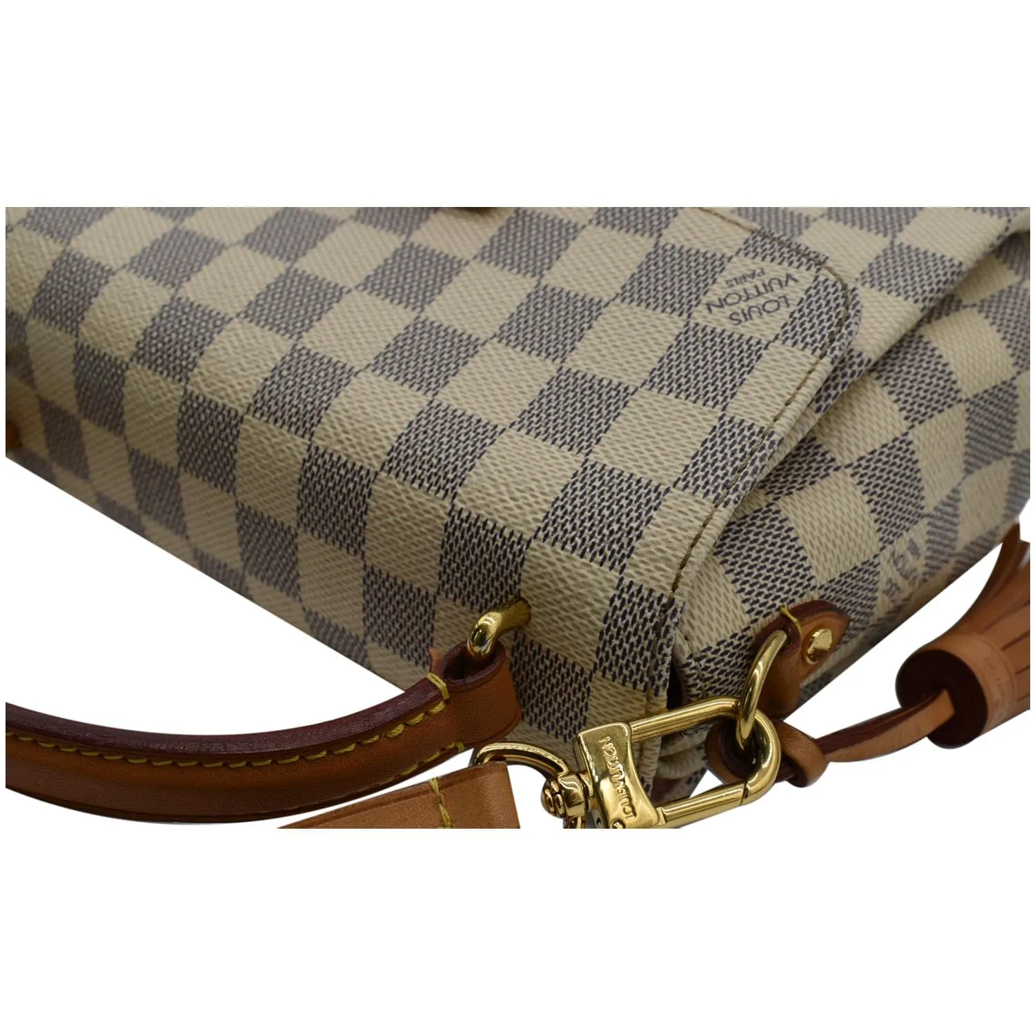 LOUIS VUITTON Croisette Damier Azur Satchel Crossbody Bag White