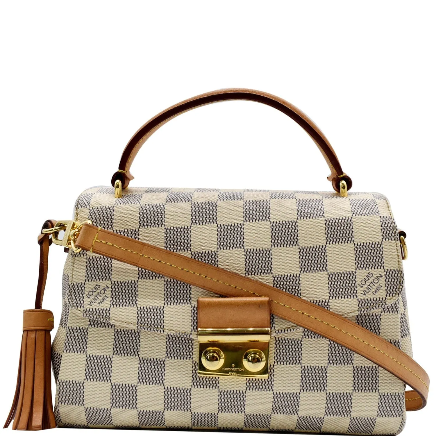 LOUIS VUITTON Croisette Damier Azur Satchel Crossbody Bag White