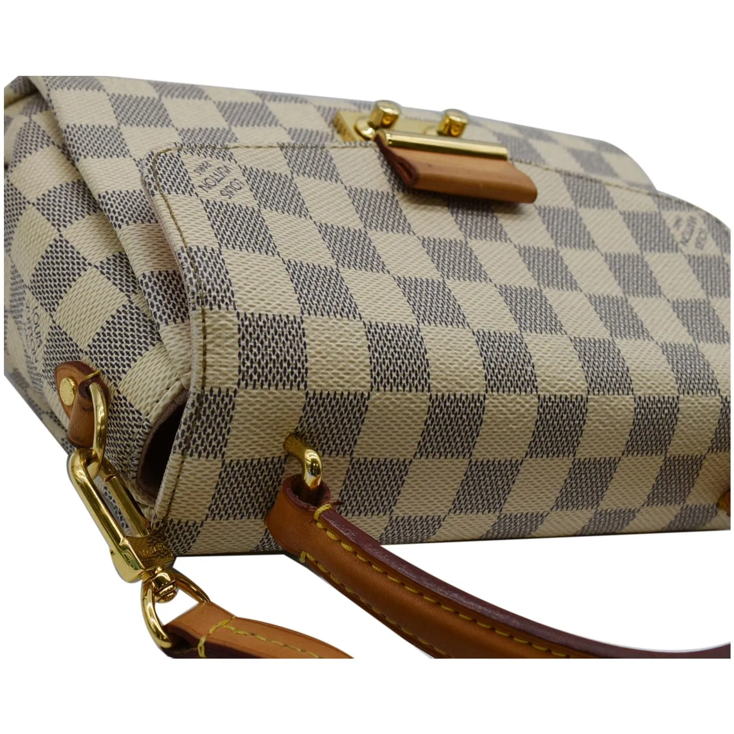 LOUIS VUITTON Croisette Damier Azur Satchel Crossbody Bag White