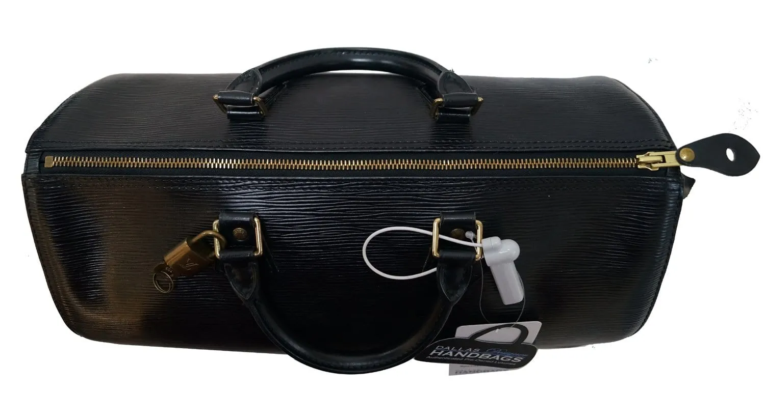 LOUIS VUITTON Epi Leather Black Speedy 35 Satchel Bag