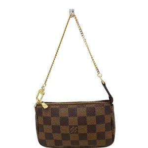 LOUIS VUITTON Mini Pochette Damier Ebene Accessoires Pouch
