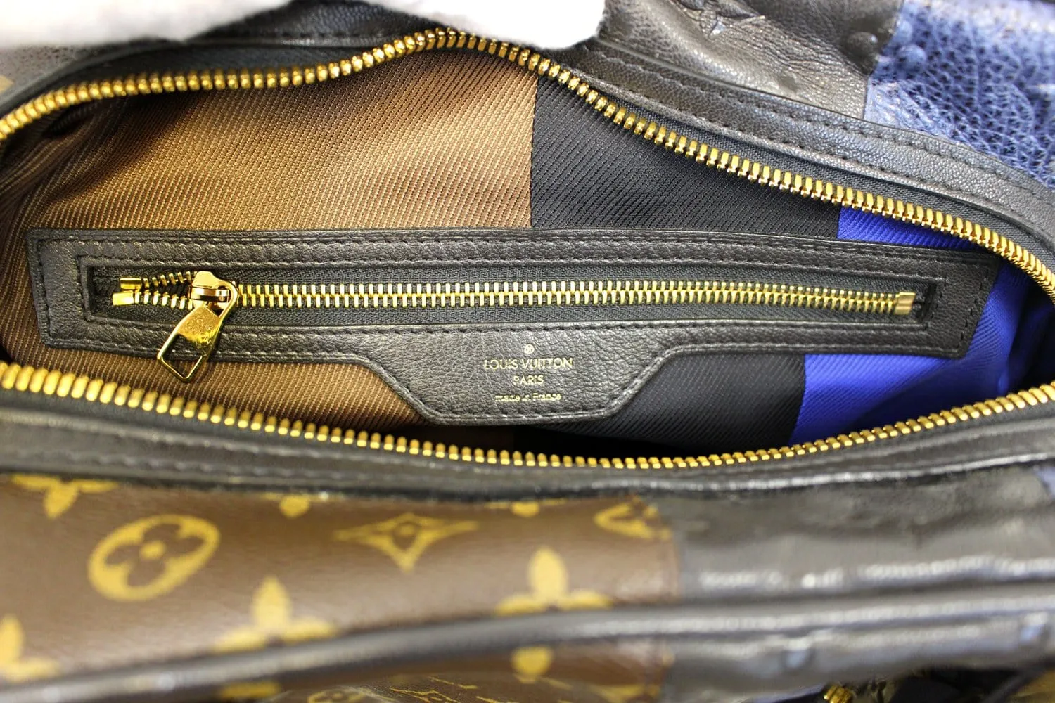 LOUIS VUITTON Monogram Blocks Stripes Medium Bag Marine Satchel Bag