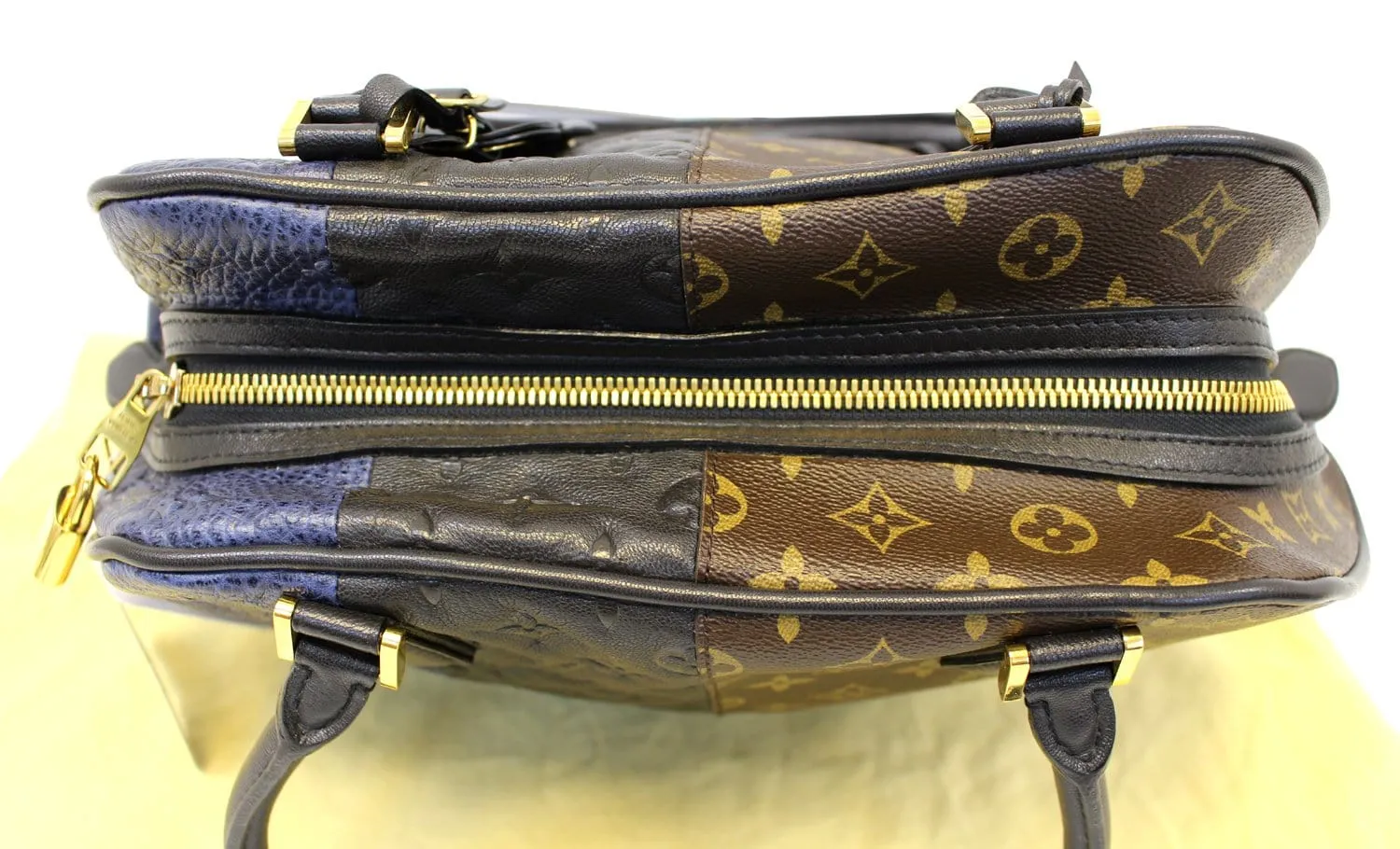 LOUIS VUITTON Monogram Blocks Stripes Medium Bag Marine Satchel Bag