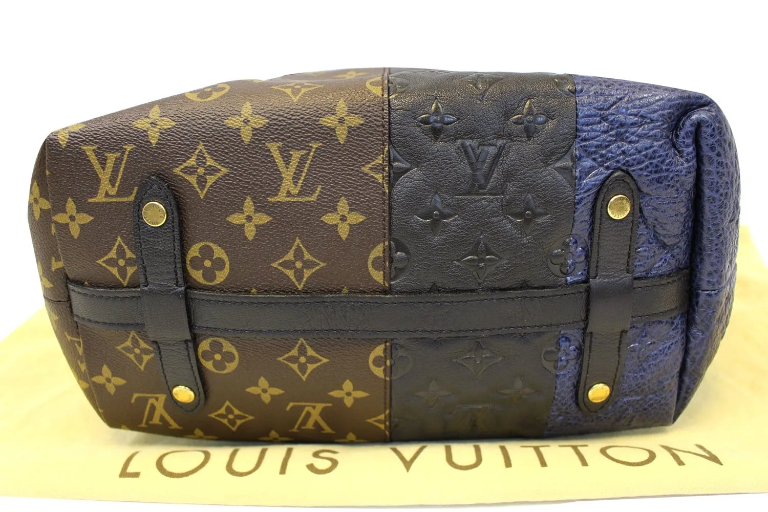 LOUIS VUITTON Monogram Blocks Stripes Medium Bag Marine Satchel Bag