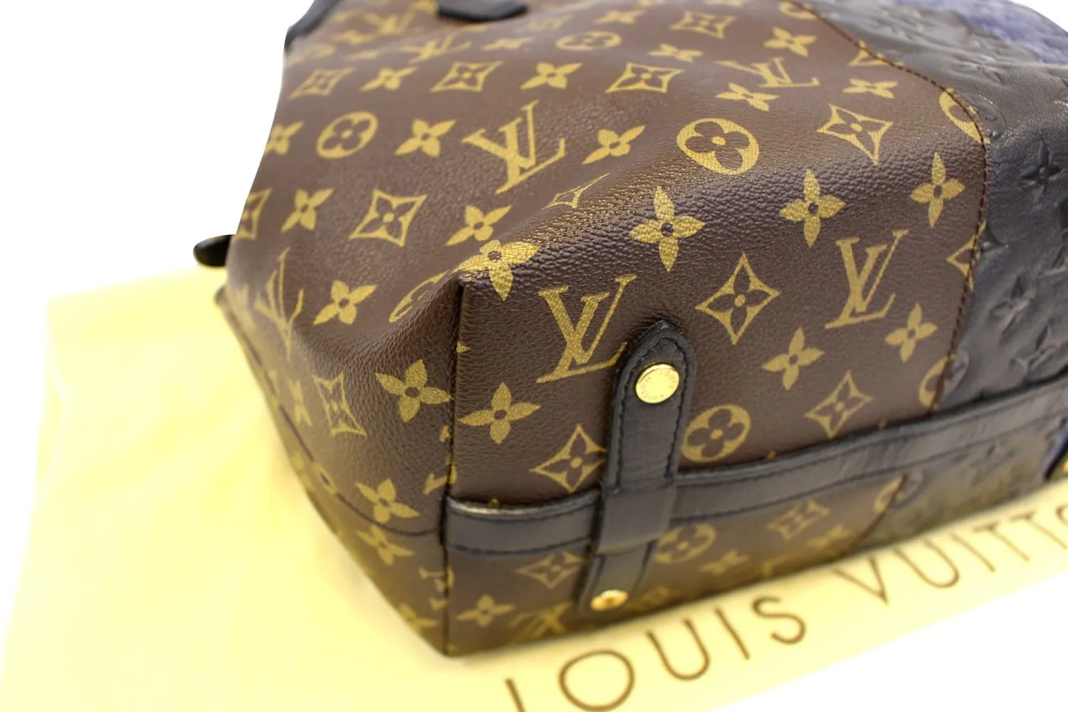 LOUIS VUITTON Monogram Blocks Stripes Medium Bag Marine Satchel Bag