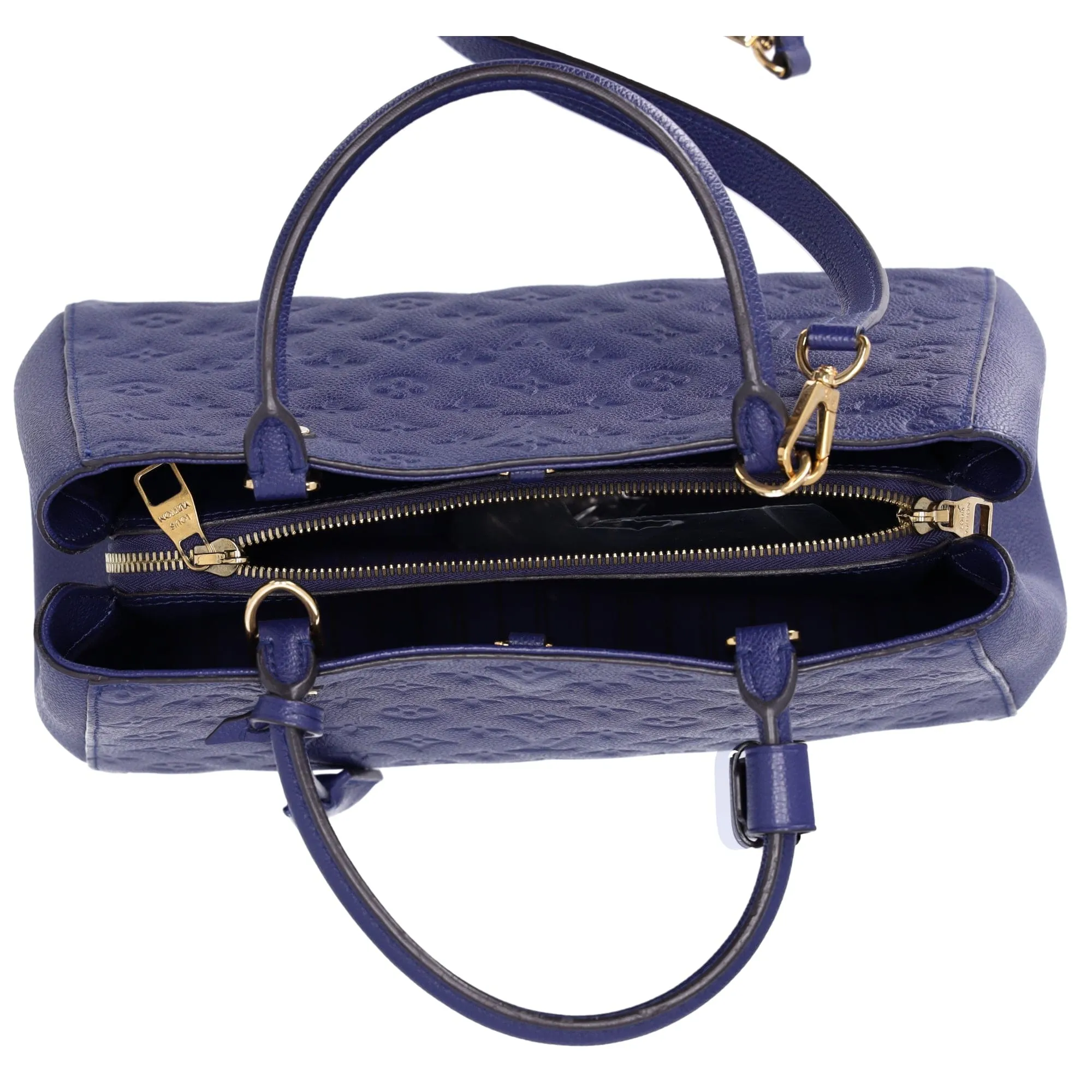 Louis Vuitton Montaigne MM Monogram Empreinte Handbag M41309 Iris Blue