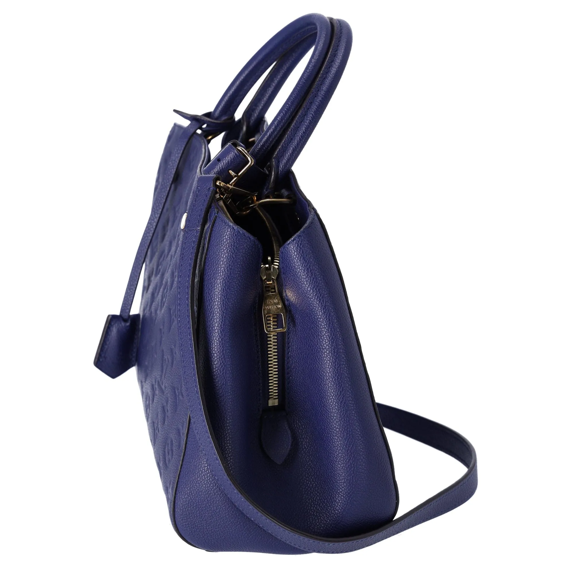 Louis Vuitton Montaigne MM Monogram Empreinte Handbag M41309 Iris Blue