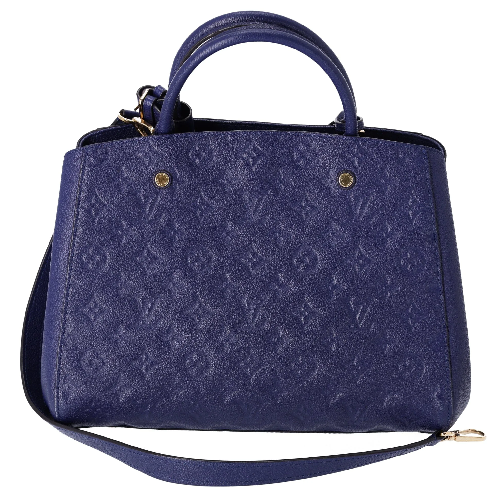 Louis Vuitton Montaigne MM Monogram Empreinte Handbag M41309 Iris Blue