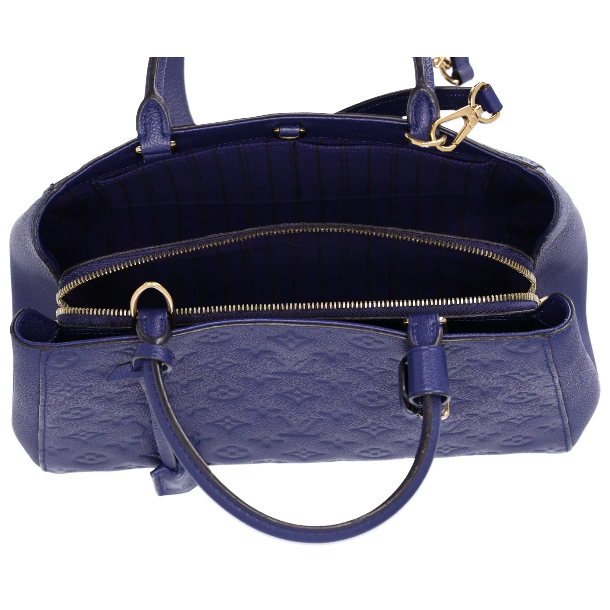 Louis Vuitton Montaigne MM Monogram Empreinte Handbag M41309 Iris Blue