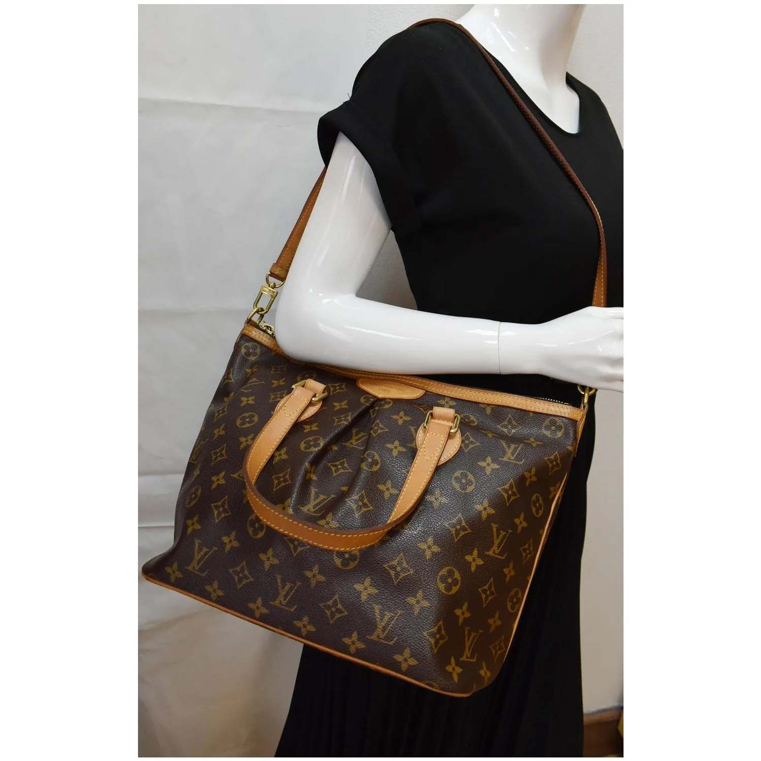 LOUIS VUITTON Palermo PM Monogram Canvas Shoulder Bag Brown- 10% OFF