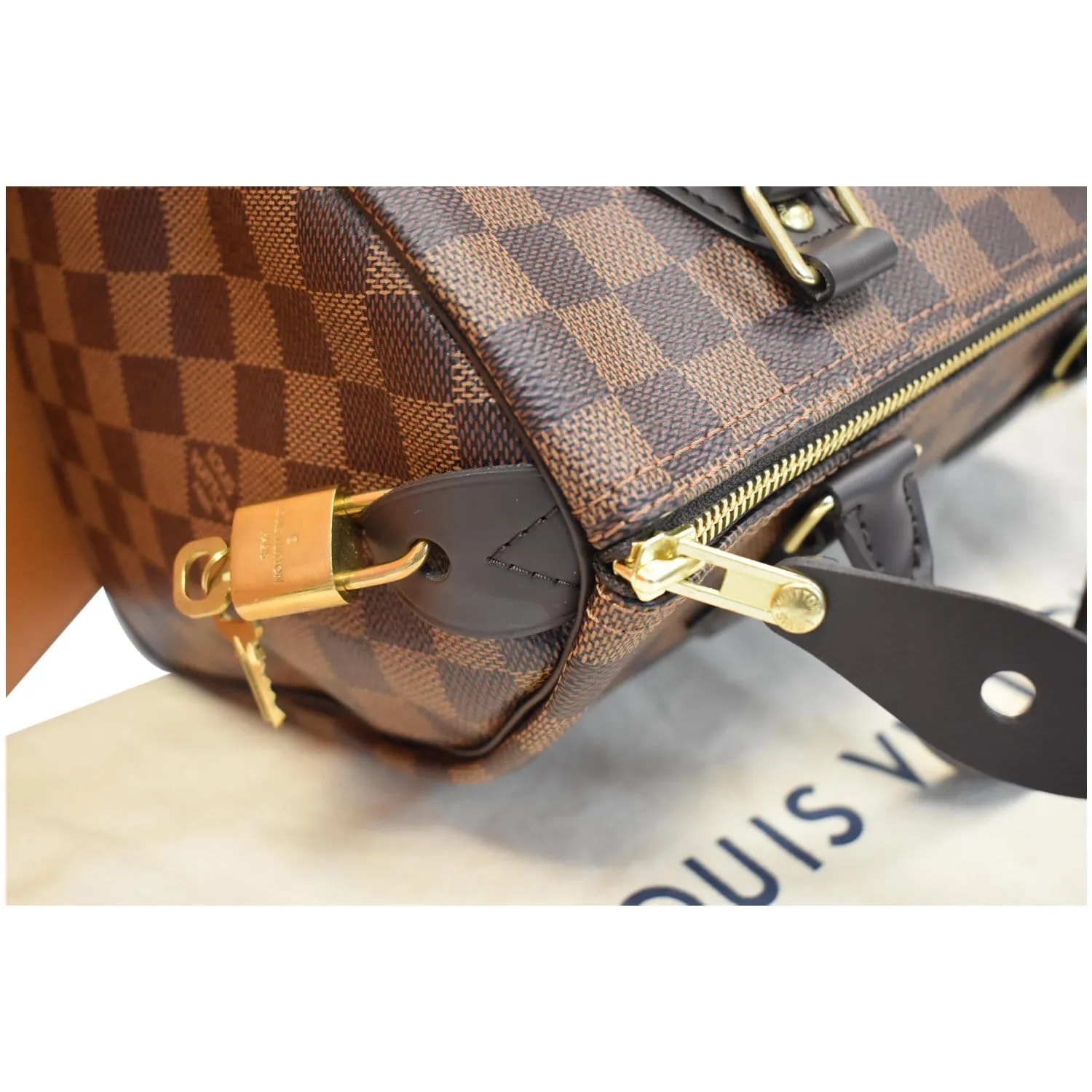 LOUIS VUITTON Speedy 25 Damier Ebene Satchel Bag Brown