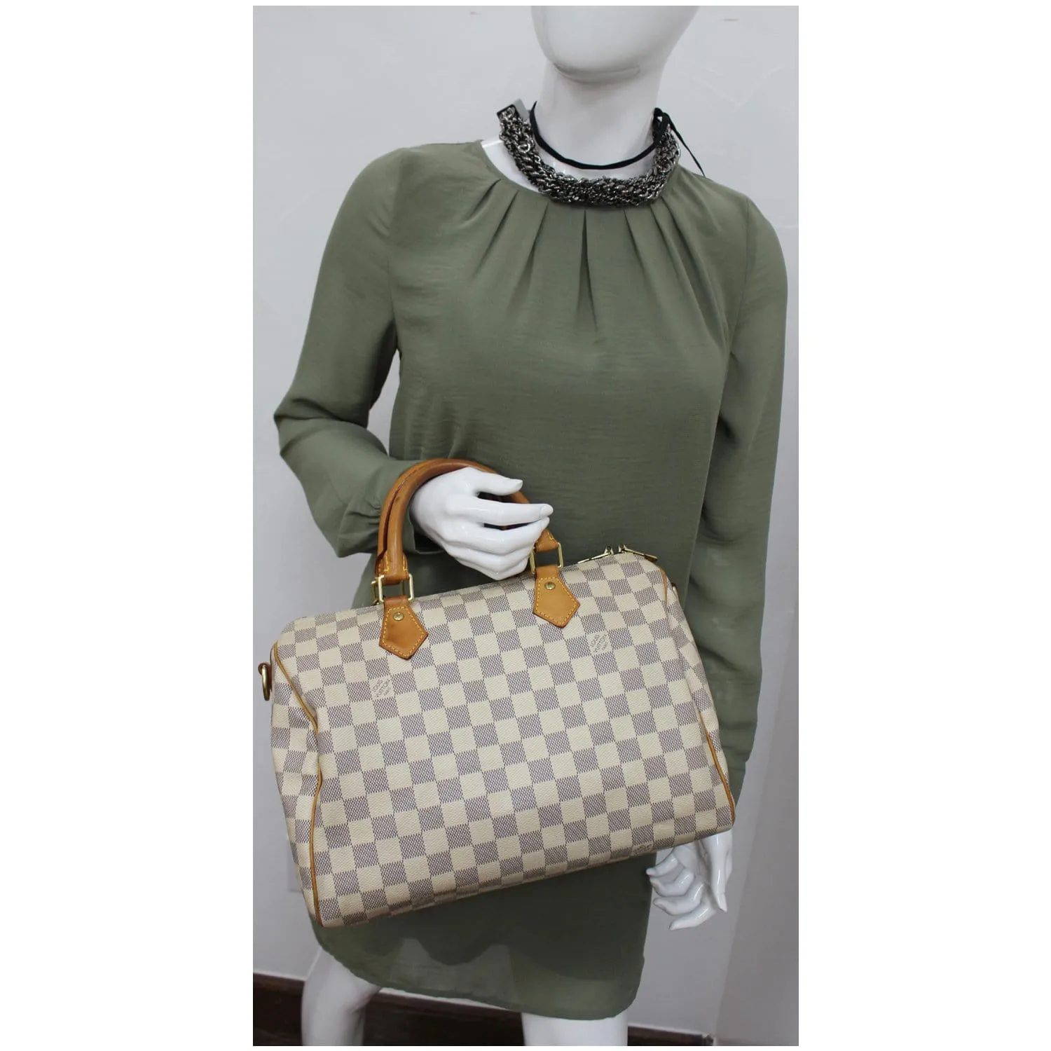 Louis Vuitton Speedy 30 Damier Azur Bandouliere Satchel Bag - 25% OFF
