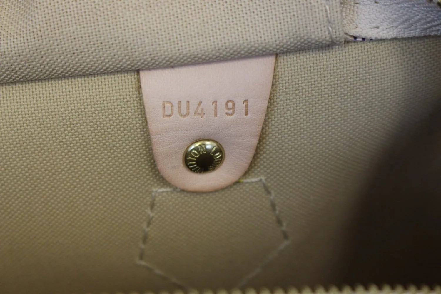 LOUIS VUITTON Speedy 35 Damier Azur Canvas  Satchel Bag