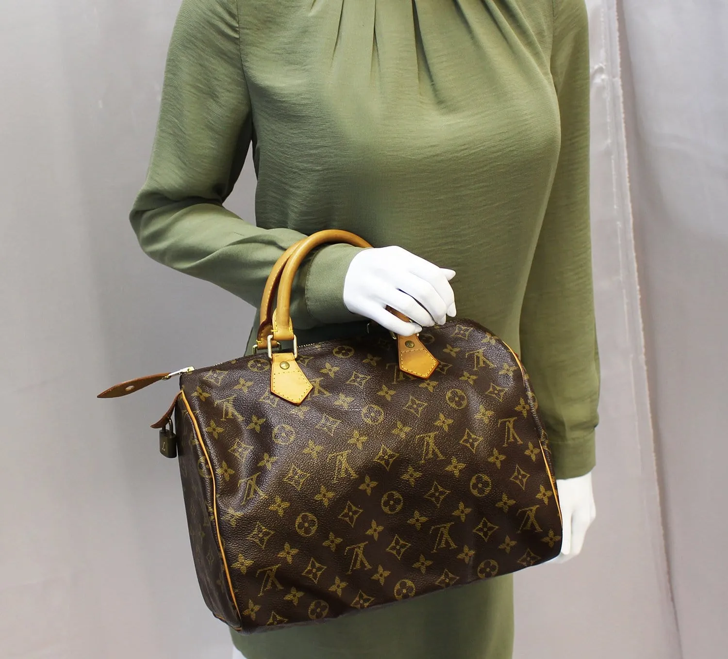 LOUIS VUITTON Used Satchel Bag Monogram Canvas Speedy 30 Brown