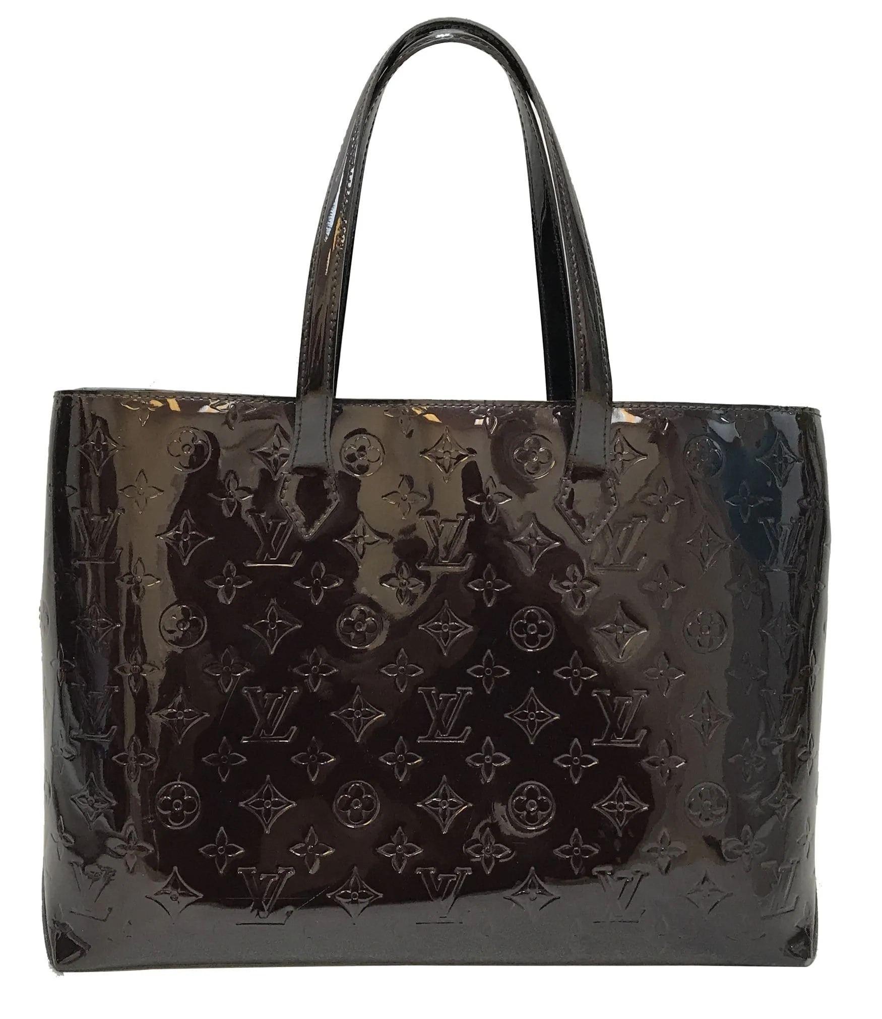 LOUIS VUITTON Vernis Leather Wilshire GM Satchel Wine Red