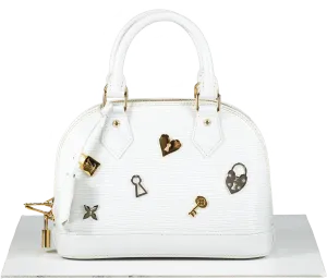 Louis Vuitton White Alma Handbag Love Lock Epi Leather Bb Bag