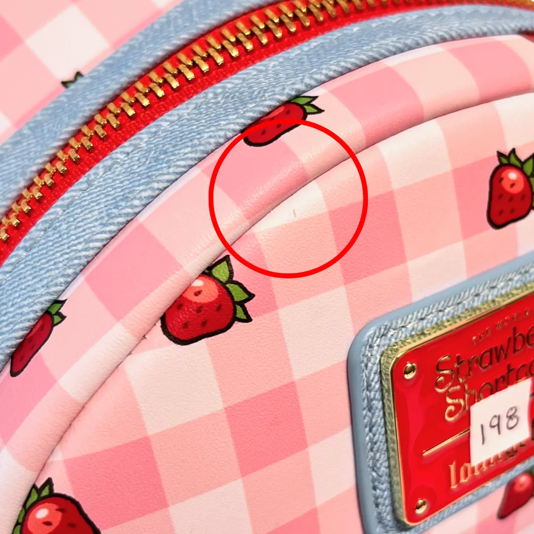 Loungefly Strawberry Shortcake Denim Pocket Mini Backpack DEFECTIVE #198