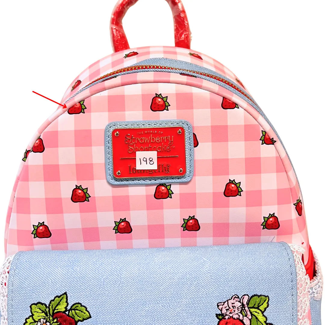 Loungefly Strawberry Shortcake Denim Pocket Mini Backpack DEFECTIVE #198