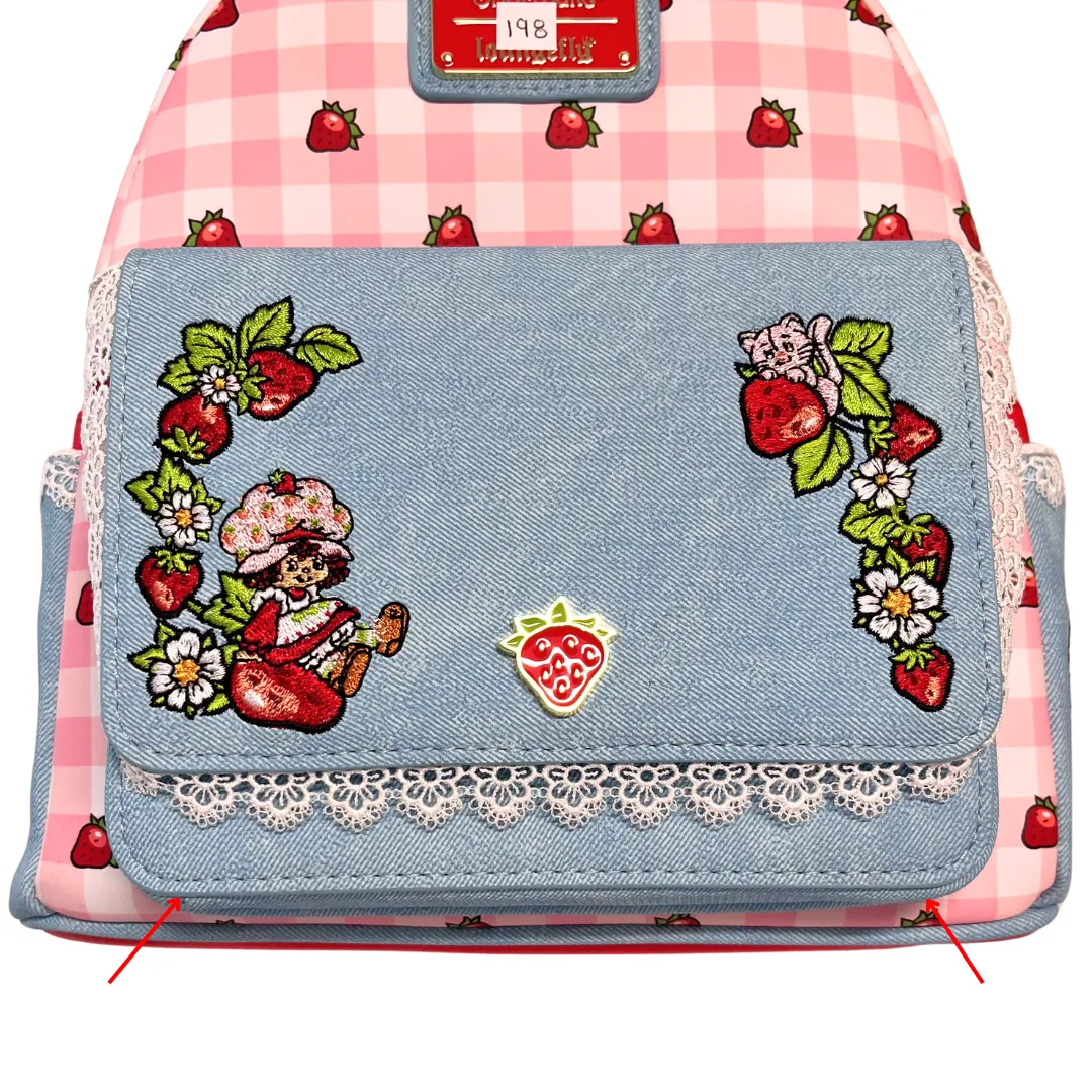 Loungefly Strawberry Shortcake Denim Pocket Mini Backpack DEFECTIVE #198