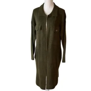 LOVE BY DESIGN Dark Olive Green Sweater Cardigan/ Duster - XL