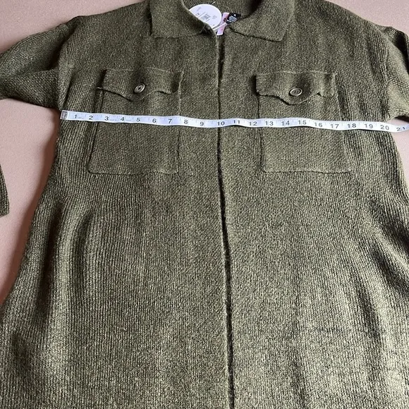 LOVE BY DESIGN Dark Olive Green Sweater Cardigan/ Duster - XL