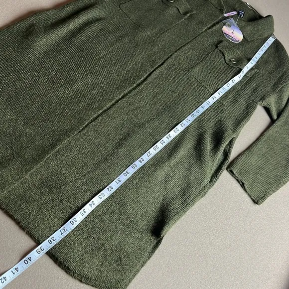 LOVE BY DESIGN Dark Olive Green Sweater Cardigan/ Duster - XL