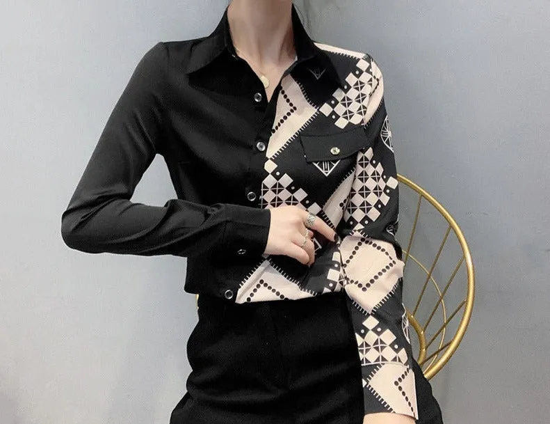 LS BUTTON FRONT BLOUSE