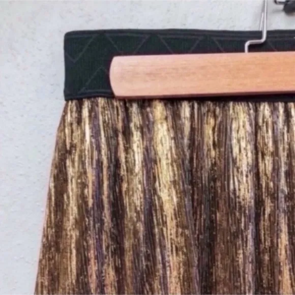 LuLaRoe Elegant Lola Skirt Brown Gold Metallic