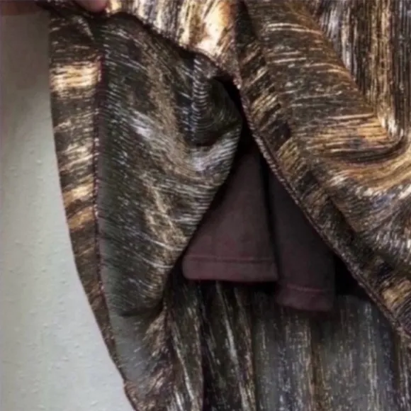 LuLaRoe Elegant Lola Skirt Brown Gold Metallic