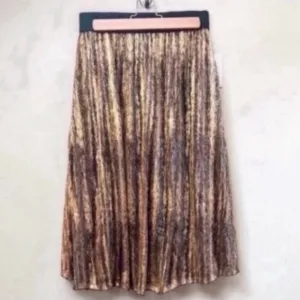 LuLaRoe Elegant Lola Skirt Brown Gold Metallic