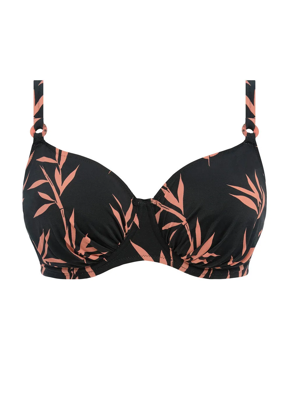 Luna Bay Garthered Full Cup Bikini Top In Laquered Black - Fantasie