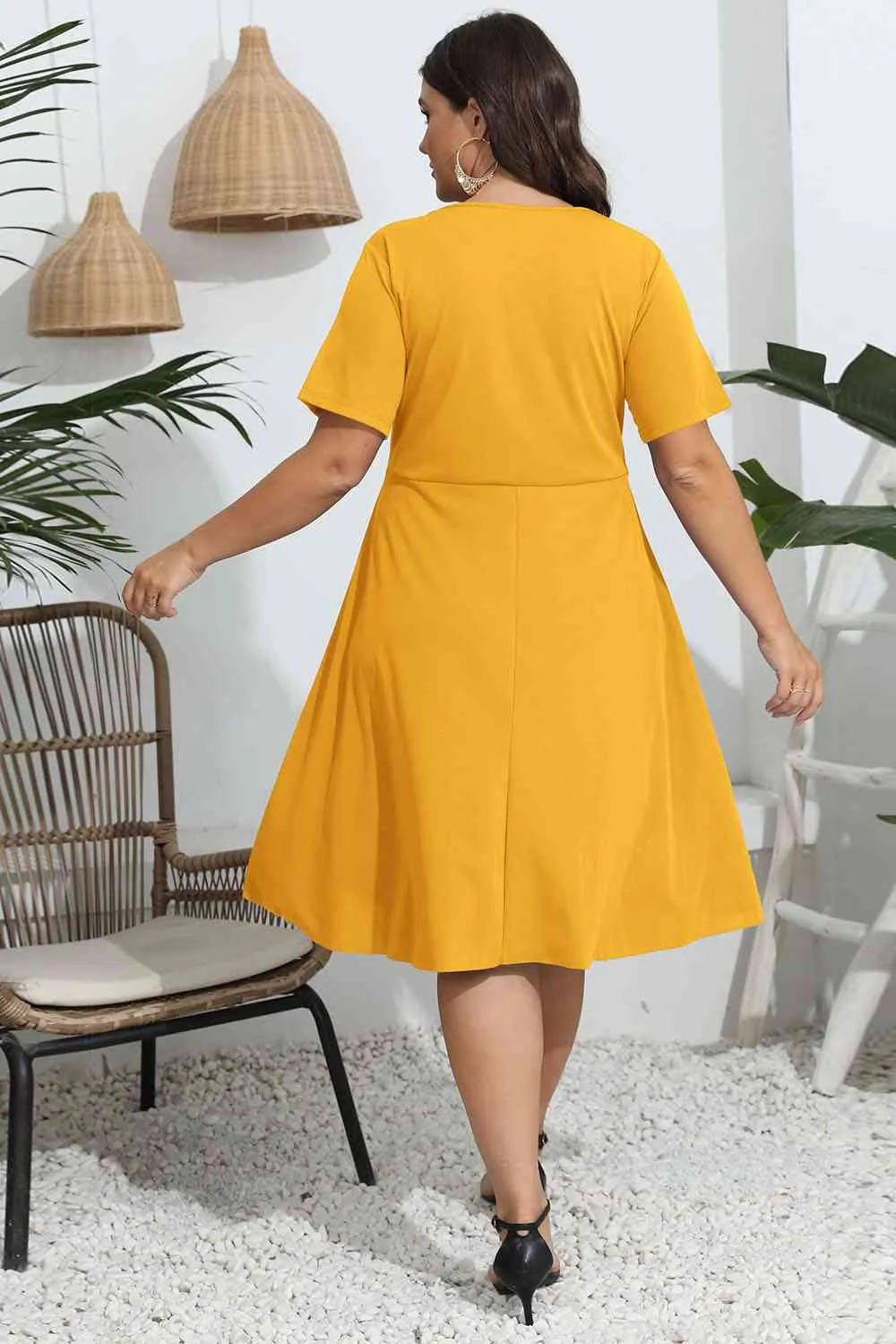 Lynnette Plus Size Round Neck Openwork Dress