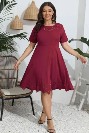 Lynnette Plus Size Round Neck Openwork Dress