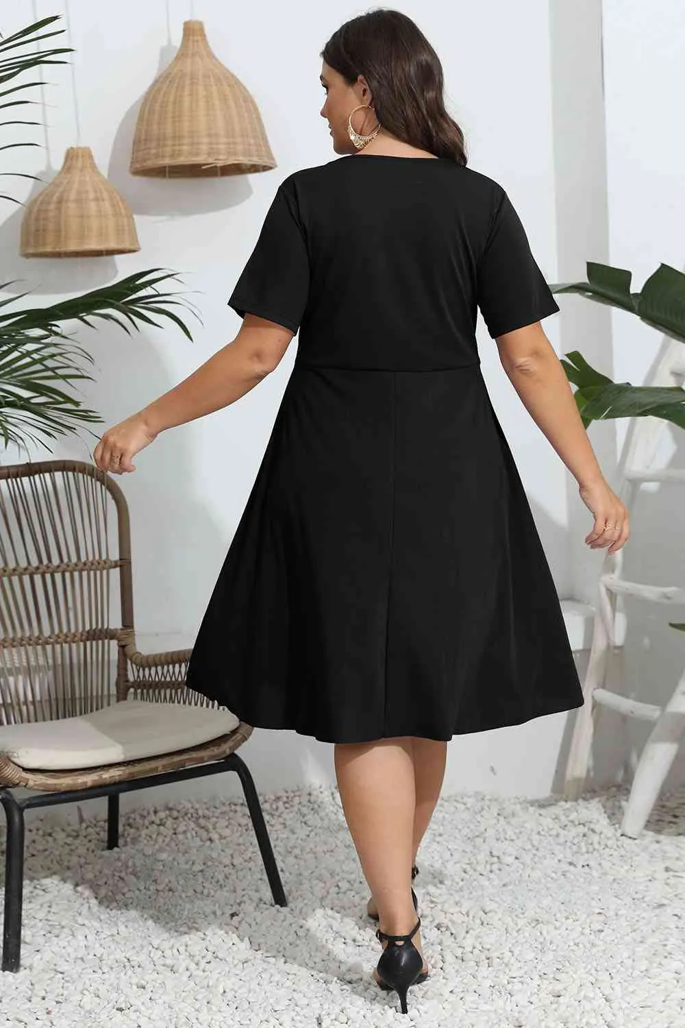 Lynnette Plus Size Round Neck Openwork Dress
