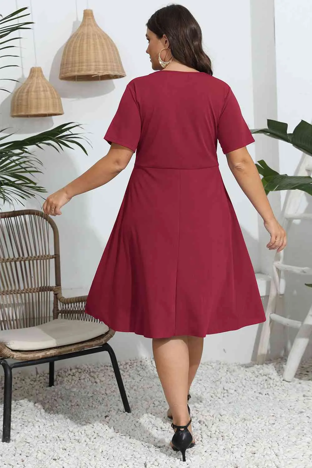Lynnette Plus Size Round Neck Openwork Dress