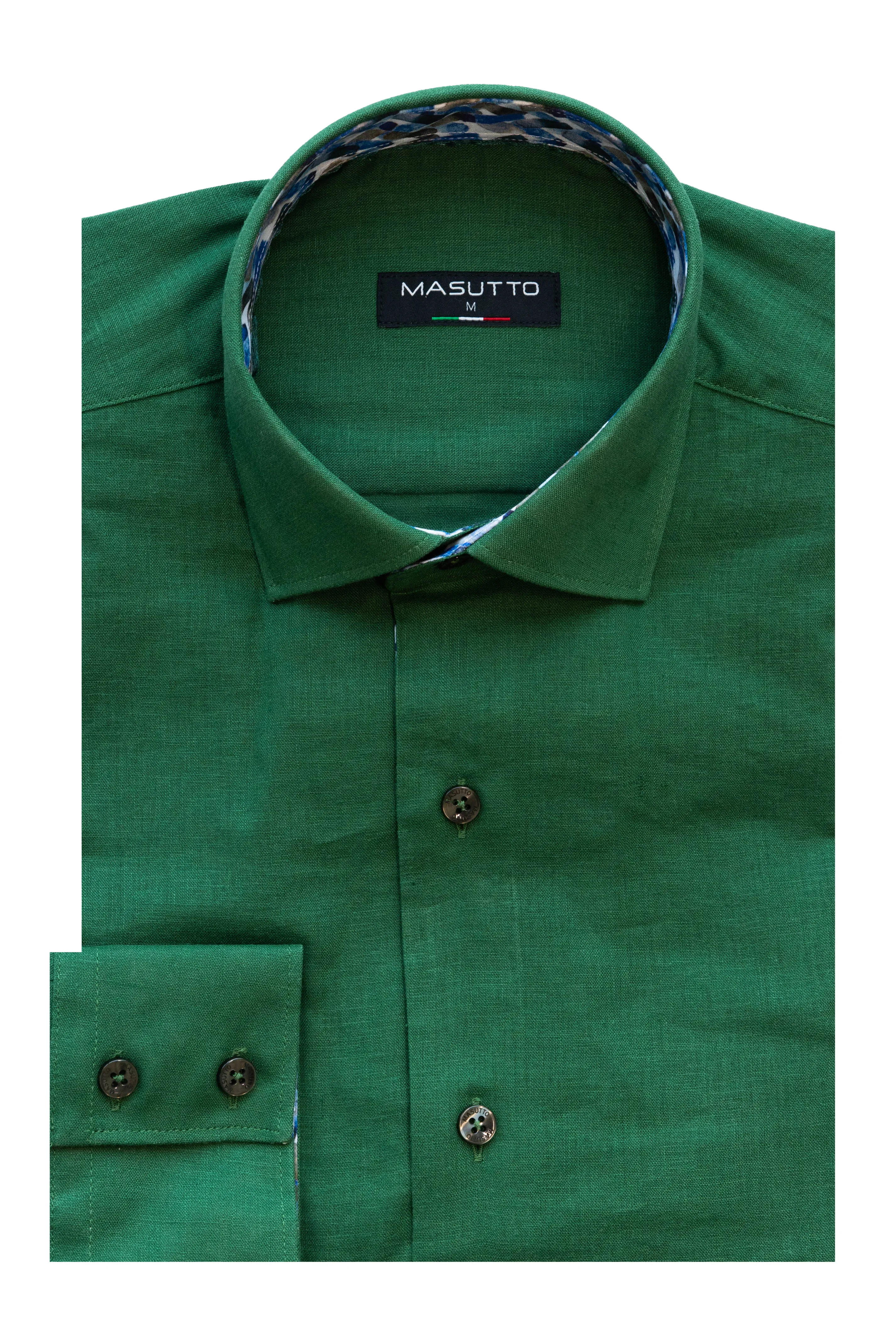 MASUTTO DELLA/08 LINEN LONG SLEEVE BUTTON DOWN SHIRT