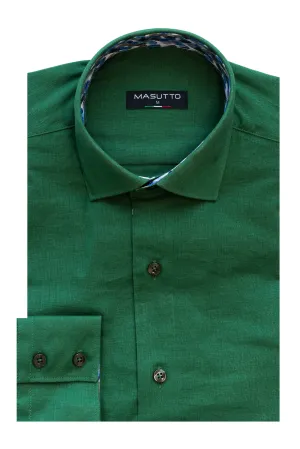 MASUTTO DELLA/08 LINEN LONG SLEEVE BUTTON DOWN SHIRT