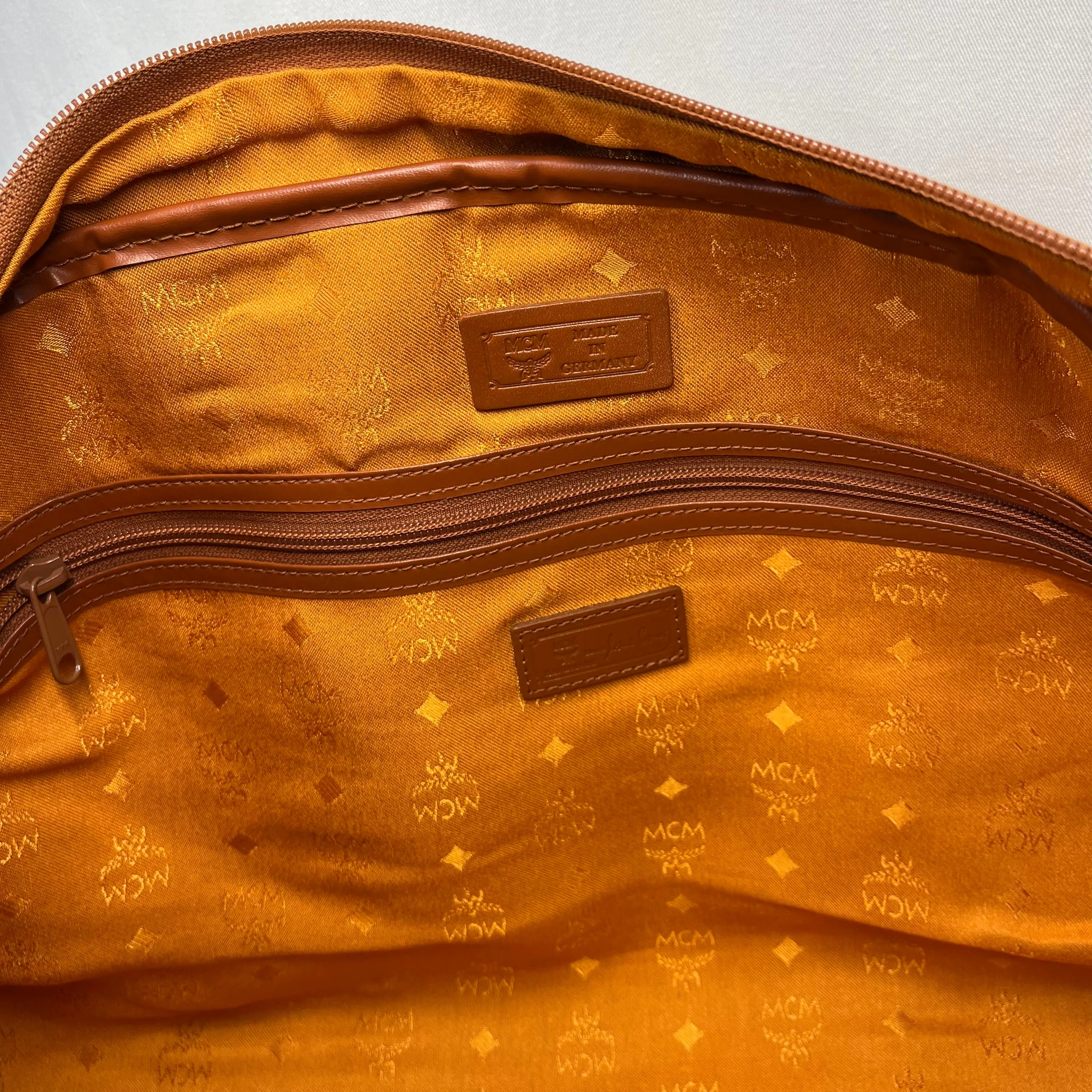 MCM Cognac Visetos Monogram Canvas Duffle Bag