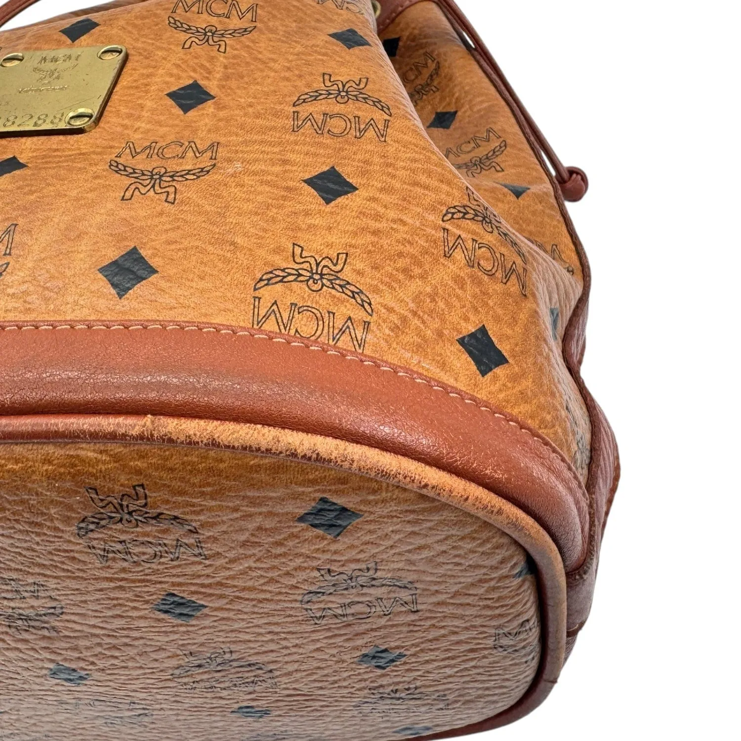 MCM Dessau Drawstring Bag in Visetos - Cognac