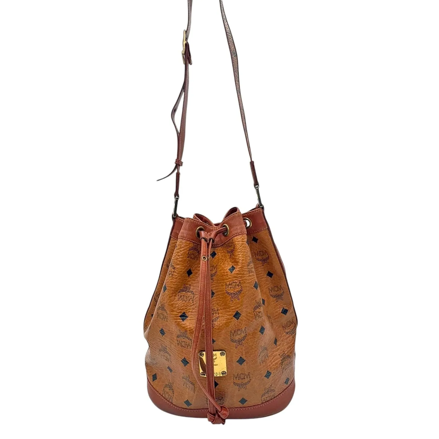 MCM Dessau Drawstring Bag in Visetos - Cognac