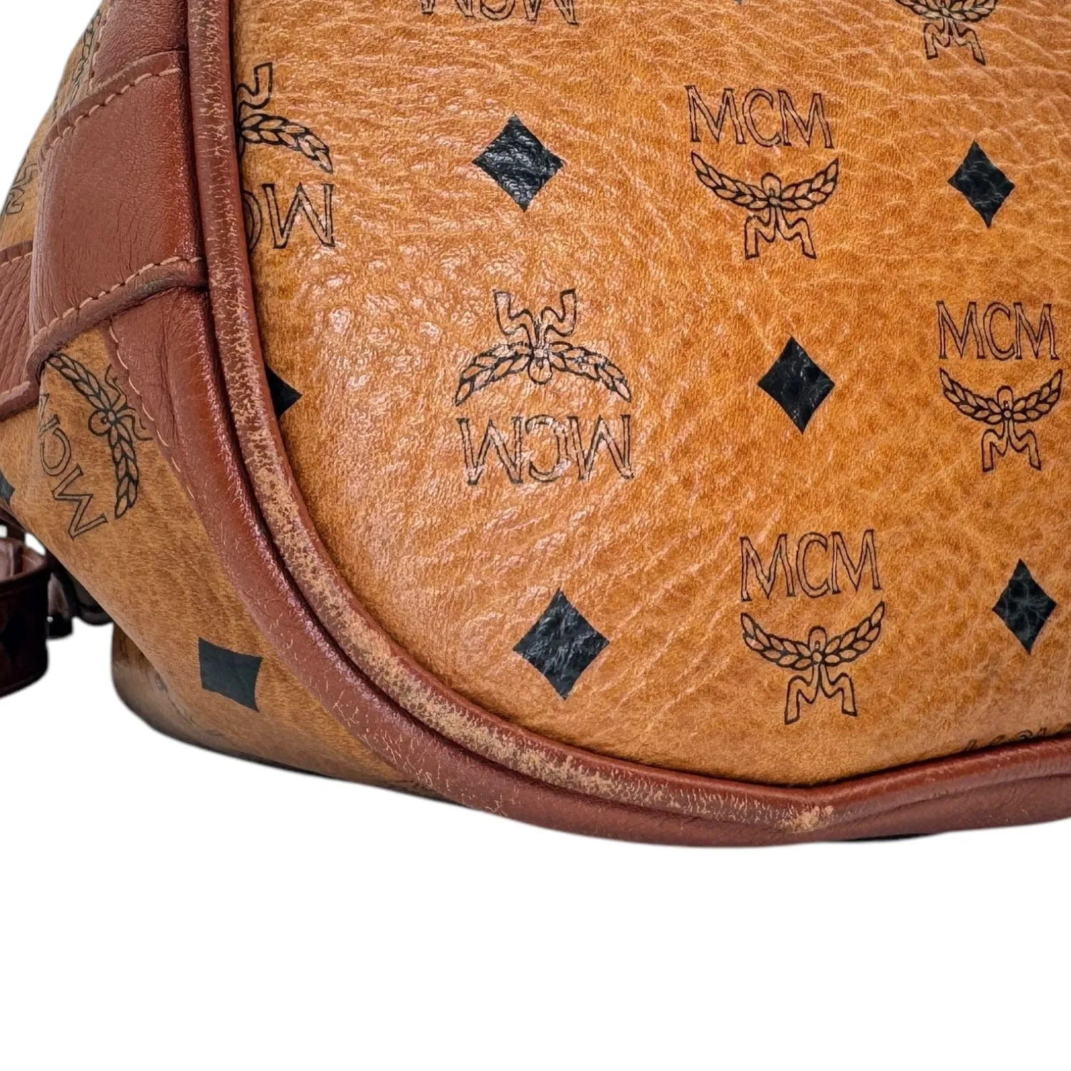 MCM Dessau Drawstring Bag in Visetos - Cognac