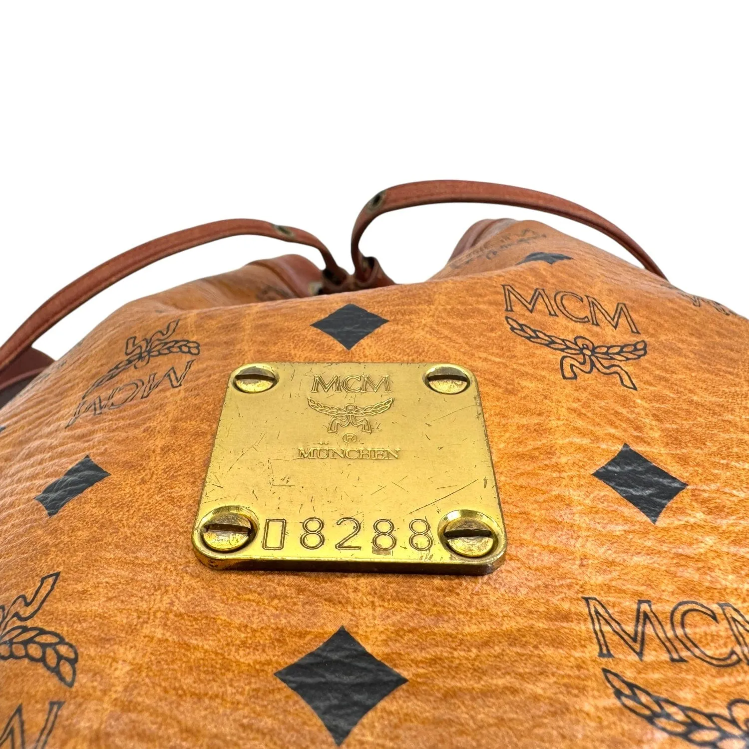 MCM Dessau Drawstring Bag in Visetos - Cognac