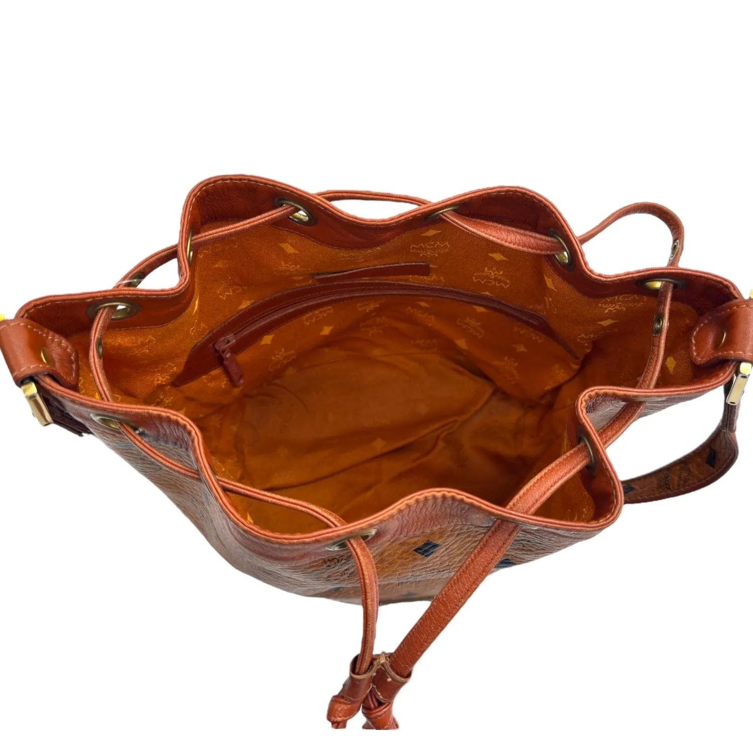 MCM Dessau Drawstring Bag in Visetos - Cognac