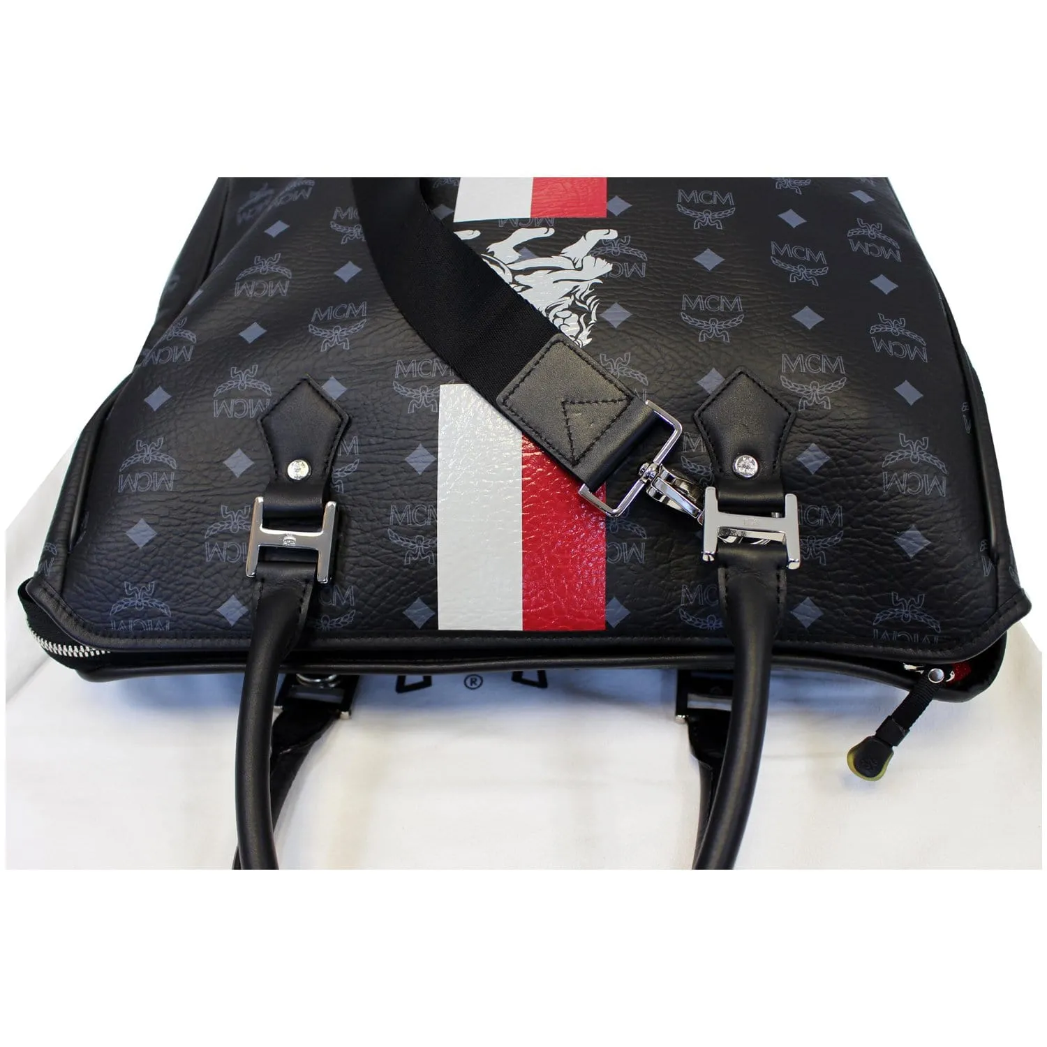 MCM Princess Lion Visetos Satchel Crossbody Bag Black - Last Call